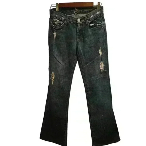 P7026 7fam distressed  medium wash  bootcut jeans  size 26in - Picture 1 of 8